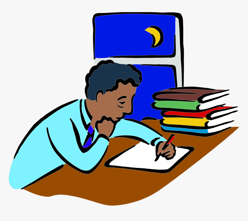 Weary Man Writing At Night - Studying At Night, HD Png Download, Free Download