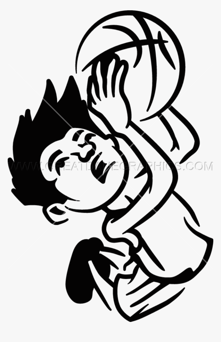 Kid Basketball Dunk - Hand With Basketball Clipart Black And White, HD Png Download, Free Download