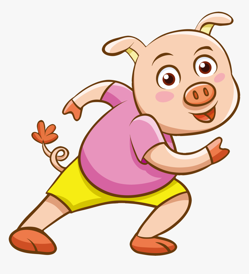 Clip Art Cartoon Pig Png - Clipart Running Pig Cartoon, Transparent Png, Free Download