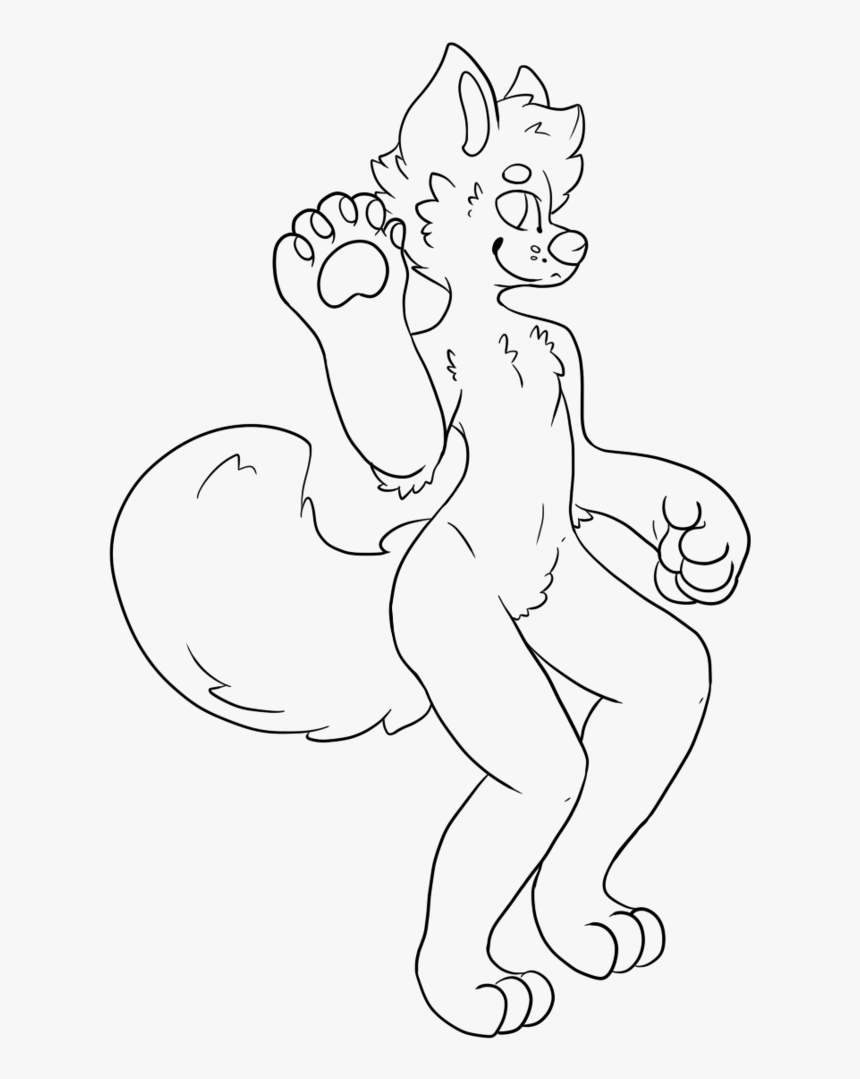 Drawn Furry Base - Canine Free Furry Lineart, HD Png Download, Free Download