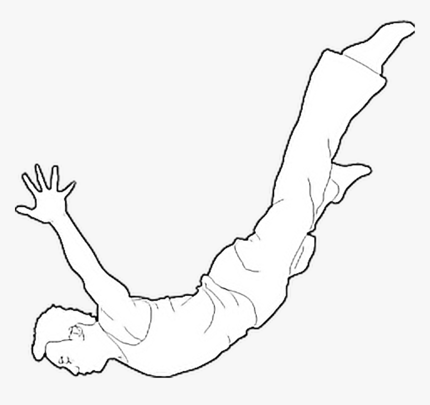 Drawing Sketch Falling Flying Person Man Men Guy White - Drawing Of Guy Flying, HD Png Download, Free Download