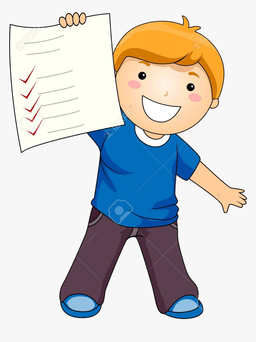 Test Clipart Boy Showing His Paper Stock Photo Exam - Kids Exam Clipart, HD Png Download, Free Download