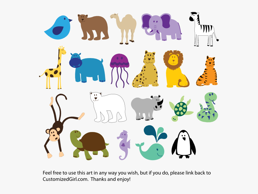 Animals Svg Clip Arts - Zoo Animals Clipart, HD Png Download, Free Download