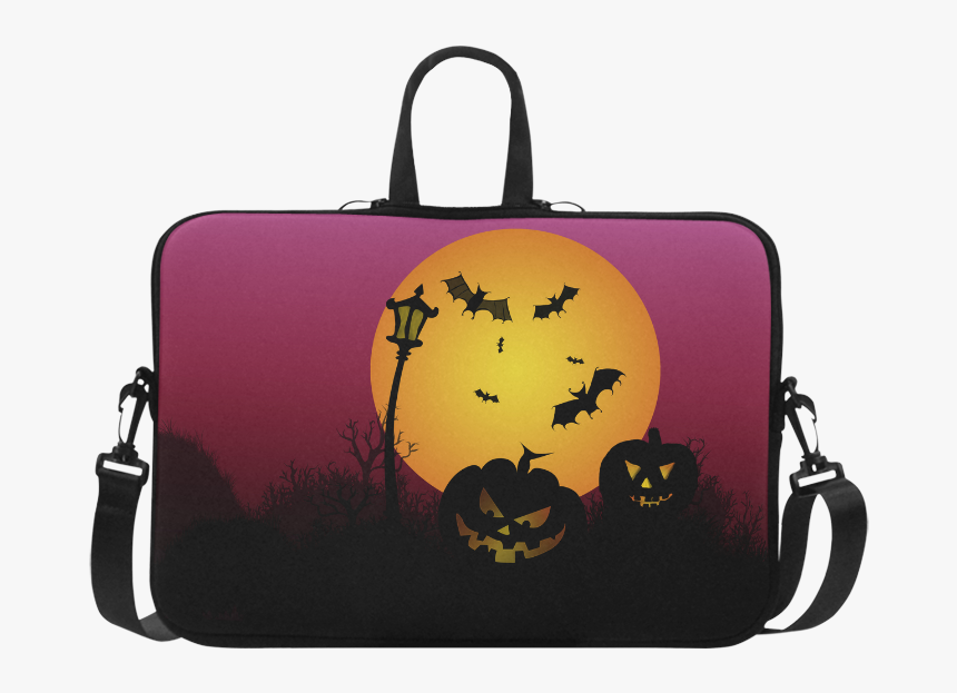 Spooky Halloween Pumpkins And Bats In Pink Macbook - Handbag, HD Png Download, Free Download
