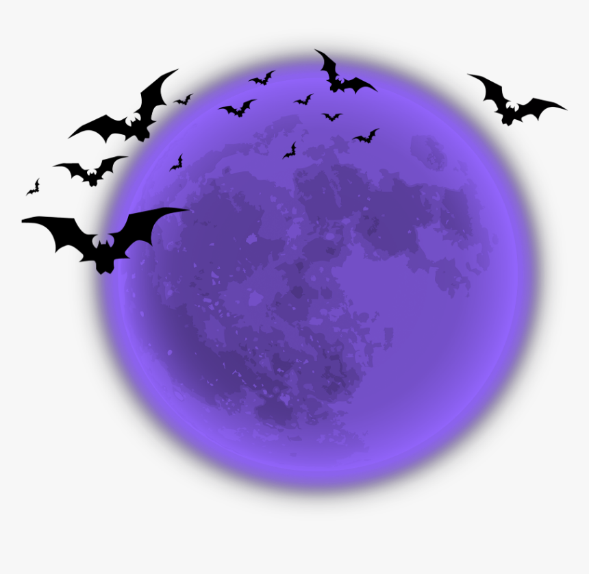 #mq #purple #moon #bat #bats #halloween - Halloween Moon Cartoon Png, Transparent Png, Free Download