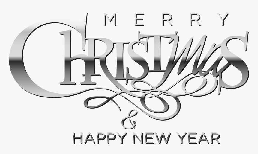 Merry Christmas And Happy New Year Black White With - Calligraphy, HD Png Download, Free Download