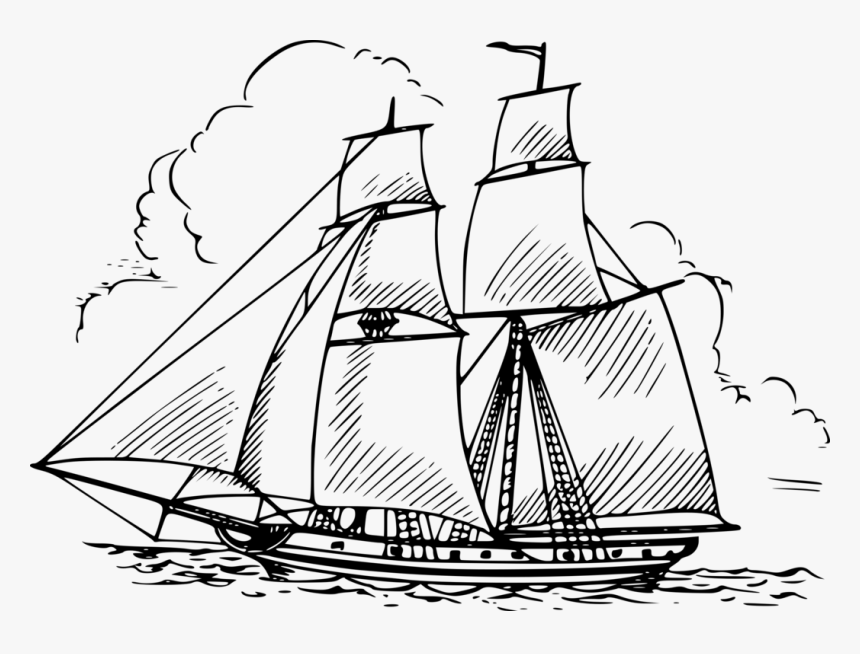 Caravel,baltimore Clipper,ship - Old Ship Clipart Black And White, HD Png Download, Free Download