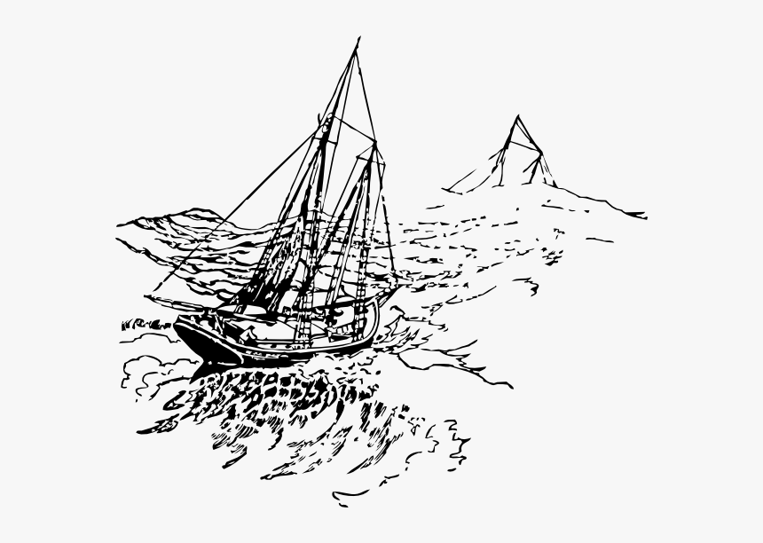 Ocean Clipart Black And White Ship, HD Png Download, Free Download