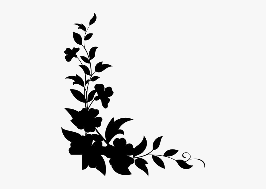 Floral Corner Design Transparent Png Image - Silhouette, Png Download, Free Download