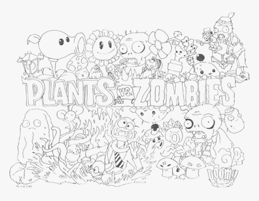 Coloring Pages Plants Vs Zombies - Plants Vs Zombies Para Colorear, HD Png  Download - kindpng