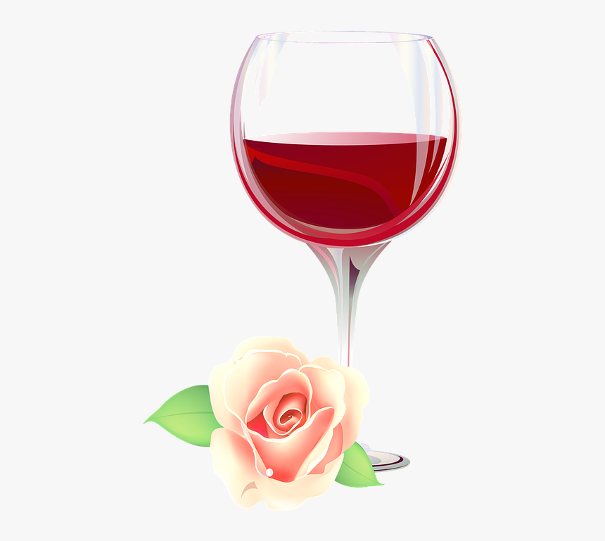 Wine And Rose, Wine Glass, Rose, Wine, Glass, Drink - Vector, HD Png Download, Free Download