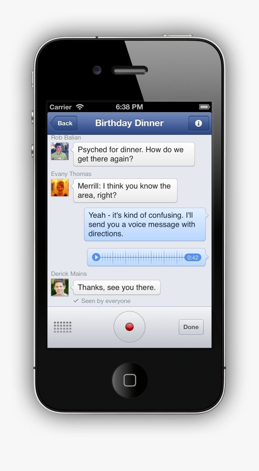 Facebook Voice Record - Facebook Messenger 2013, HD Png Download, Free Download