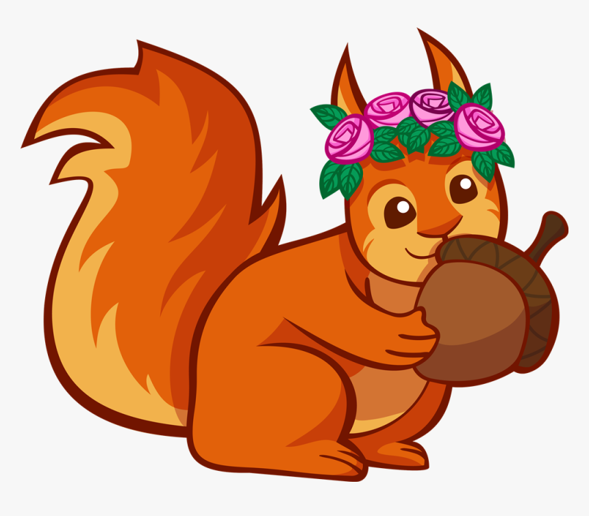 Free Squirrel Holding An Acorn Clip Art - Acorn Clipart, HD Png Download, Free Download