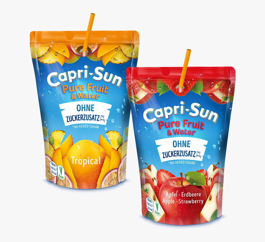Capri Sun Pure Fruit & Water Tropical And Apple Strawberry - Capri Sun Apple And Strawberry, HD Png Download, Free Download