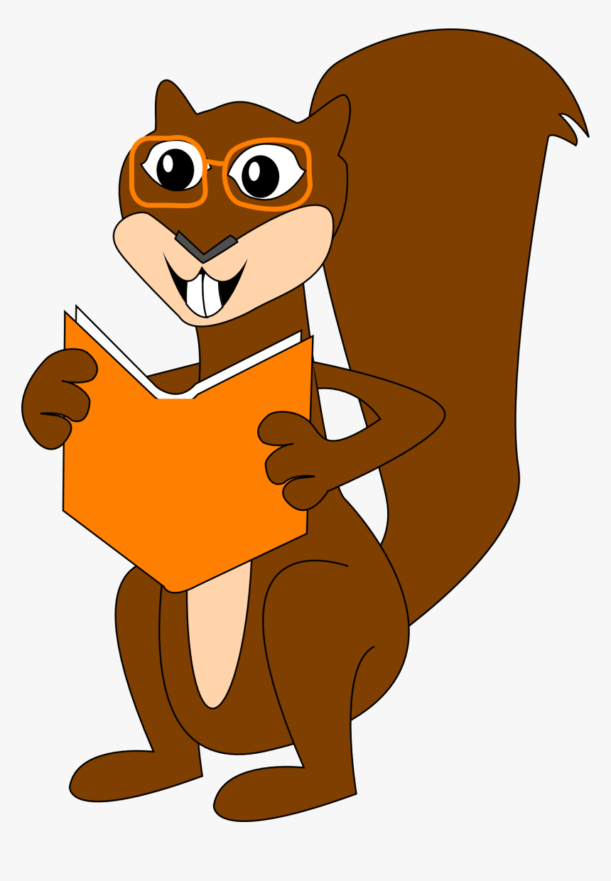 Reading Squirrel, Comic, Glasses, Book, Animal - Squirrel Clip Art, HD Png Download, Free Download