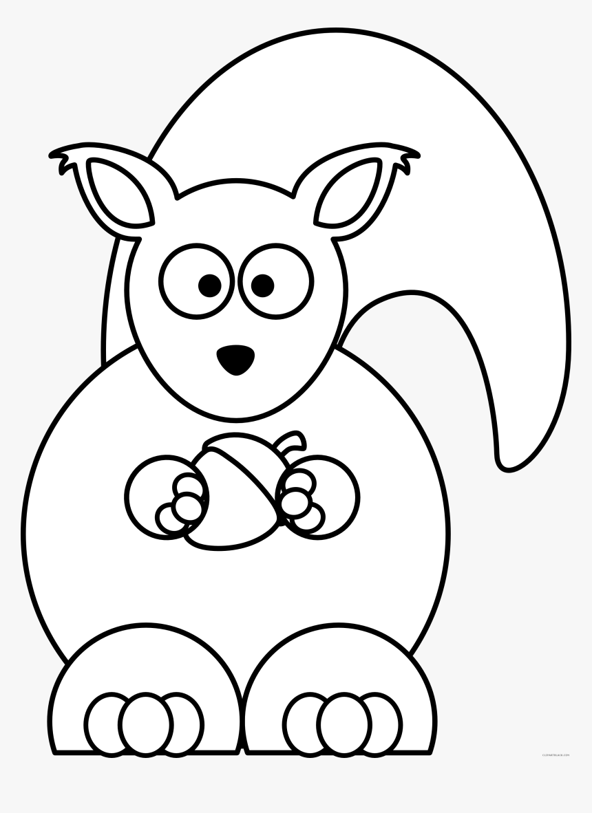 Lemmling Cartoon Squirrel Black White Line Art Christmas - Cartoon Squirrel Clipart, HD Png Download, Free Download