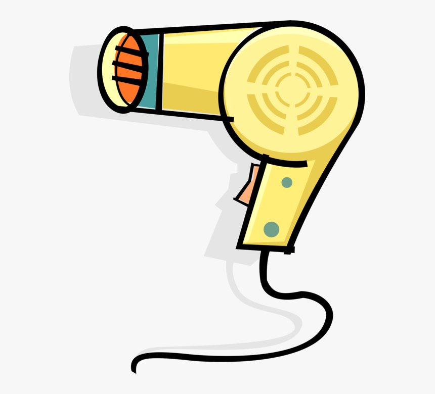 Vector Illustration Of Portable Electric Hair Dryer - Hair Blow Dryer Cartoon, HD Png Download, Free Download