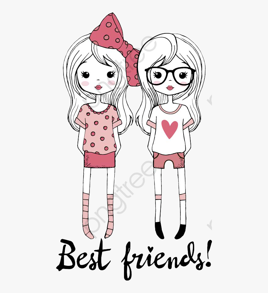 Transparent Friends Clip Art - Best Friends Cartoon Drawing, HD Png Download, Free Download