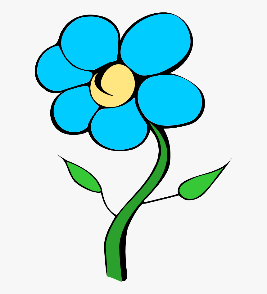 Black And Blue Flower Clipart Clip Art Library - Printable Flowers With Stems, HD Png Download, Free Download