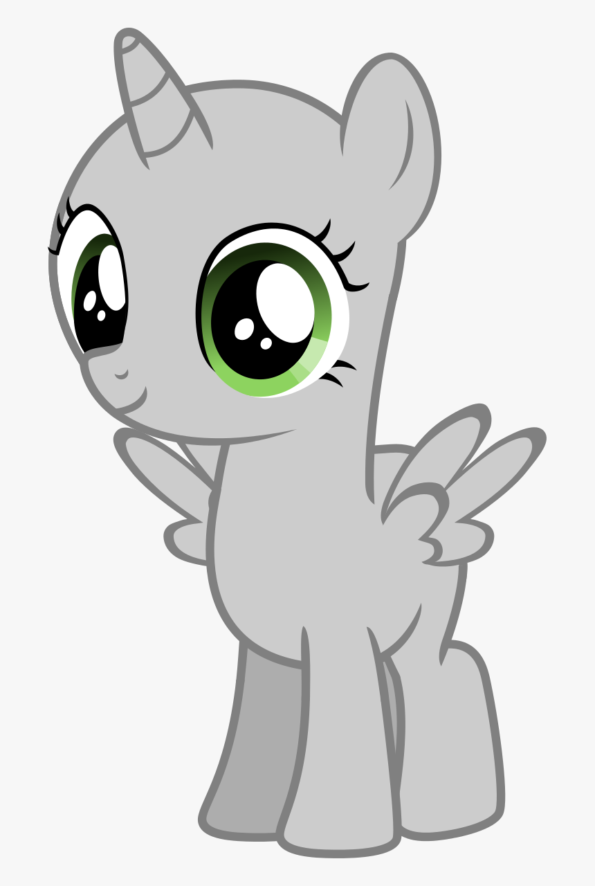 Cute Grey Cartoon Pegasus With Big Green Eyes Tattoo - Mlp Base Filly Transparent Background, HD Png Download, Free Download