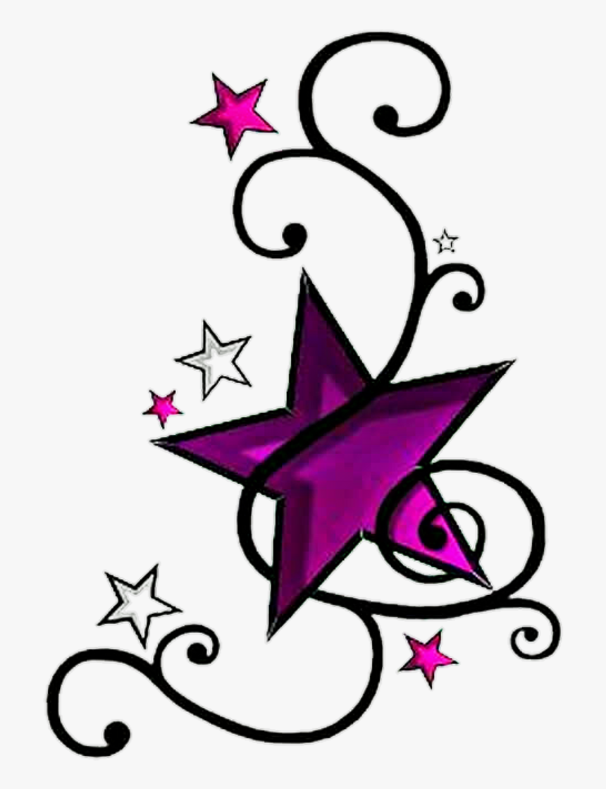 Stars Star Tattoo Purple Black Vines Sticker - Star Tattoo Designs, HD Png Download, Free Download
