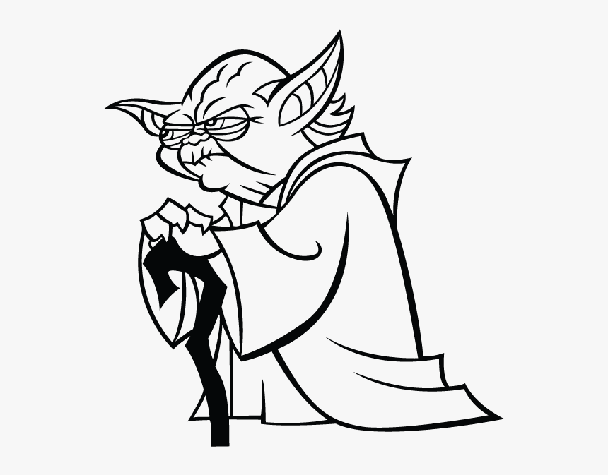 Sticker Mural Yoda - Yoda Cartoon, HD Png Download, Free Download