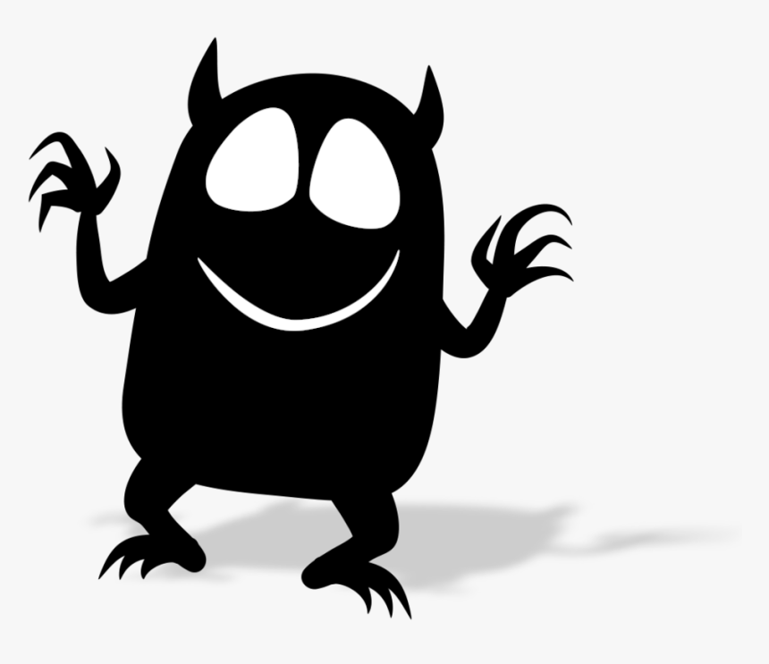 Monster Cartoon- - Monster Cartoon Black And White, HD Png Download, Free Download