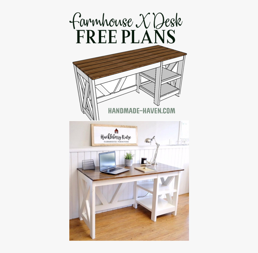 Farmhouse X Desk Diy Office Desk Hd Png Download Kindpng