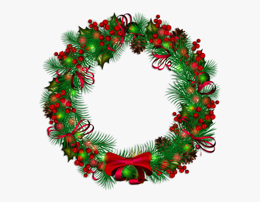 Christmas Wreaths Santa Claus Christmas Day Clip Art - Transparent Christmas Wreath Clipart, HD Png Download, Free Download