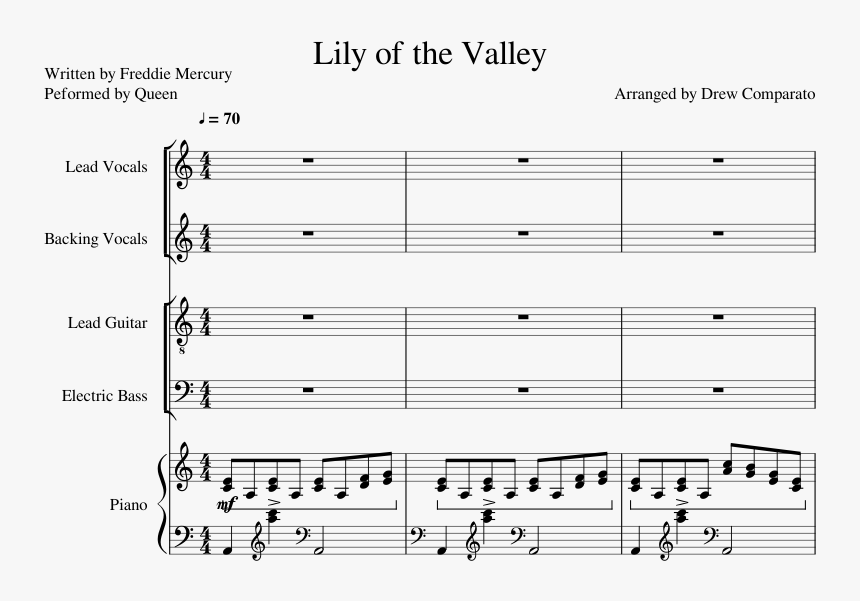 Lily Of The Valley By Queen - Piano Notes, HD Png Download, Free Download