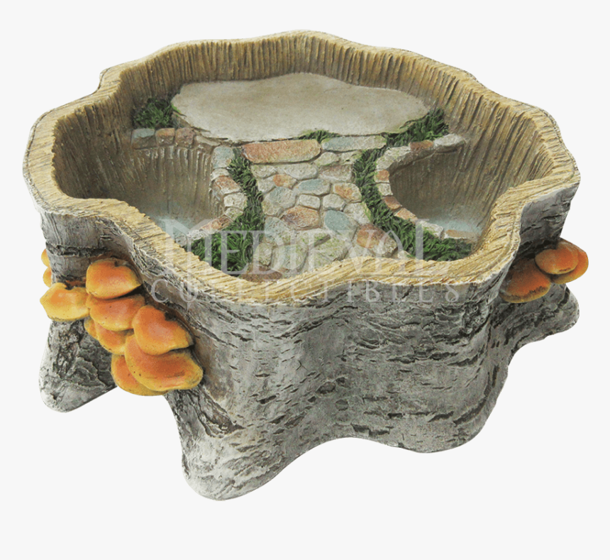 Tree Stump Fairy Garden Planter Display - Carving, HD Png Download, Free Download
