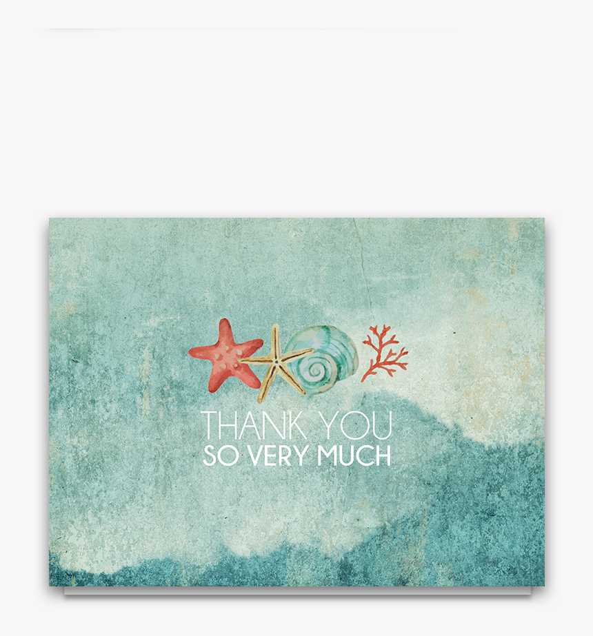 Beach Theme Thank You Cards Seashells And Starfish - Thank You Beach Theme, HD Png Download, Free Download