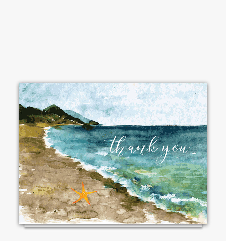 Beach Theme Wedding Folded Thank You Note Card - Thank You Card Ocean, HD Png Download, Free Download
