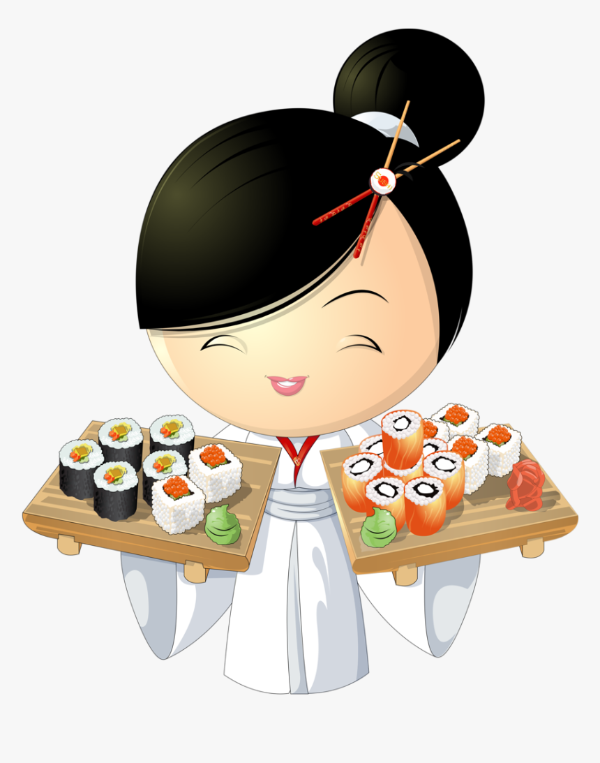 Girl Png Pinterest Asian - Cartoon Girl Eating Sushi, Transparent Png, Free Download