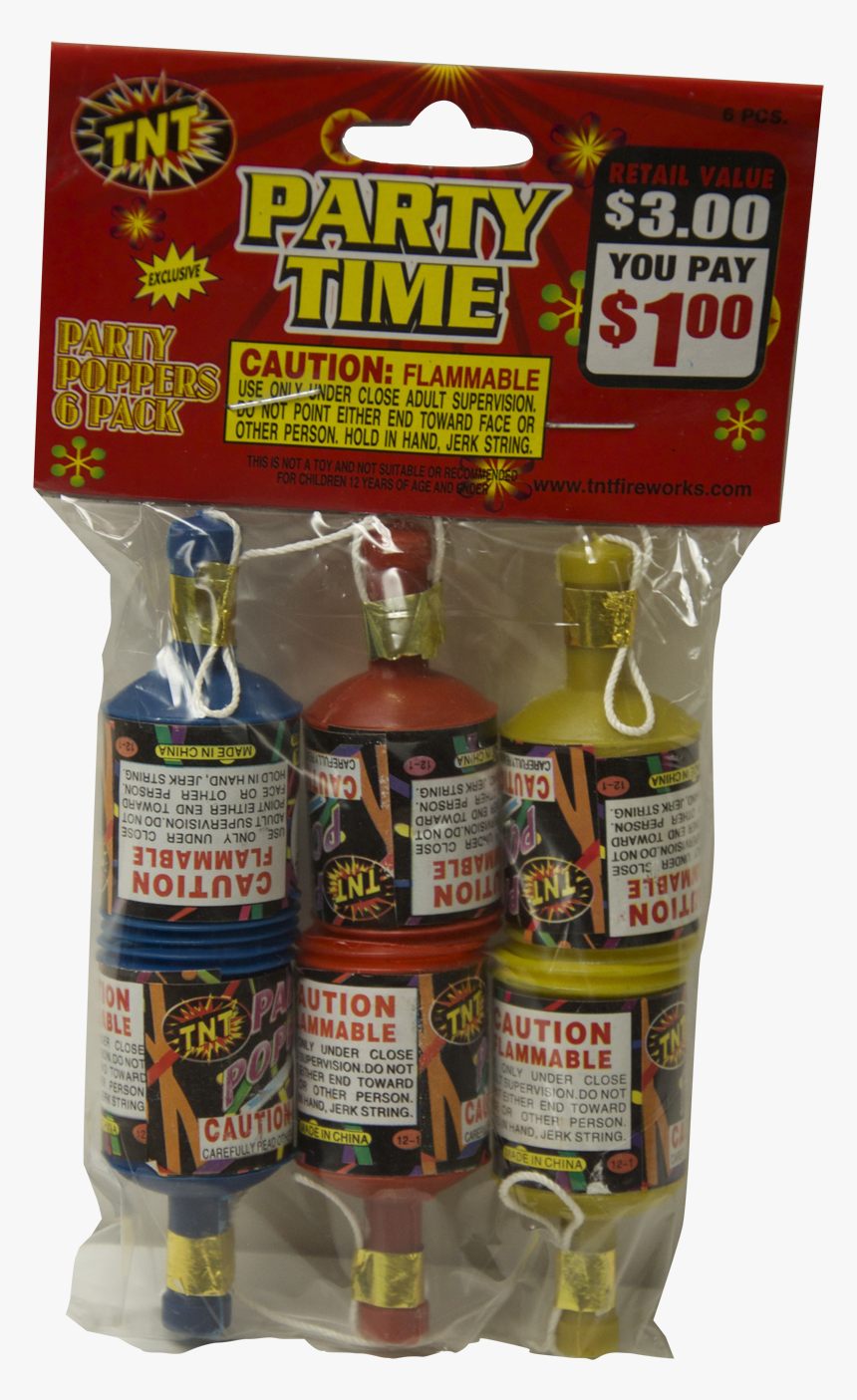 Tnt Party Poppers, Party Time, 6 Pack - Walmart Tnt Fireworks Party  Supplies, HD Png Download - kindpng