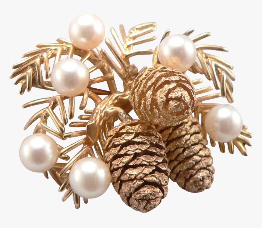 Clip Art Vintage Yellow K Gold - Pinecones And Pearls Images Free, HD Png Download, Free Download