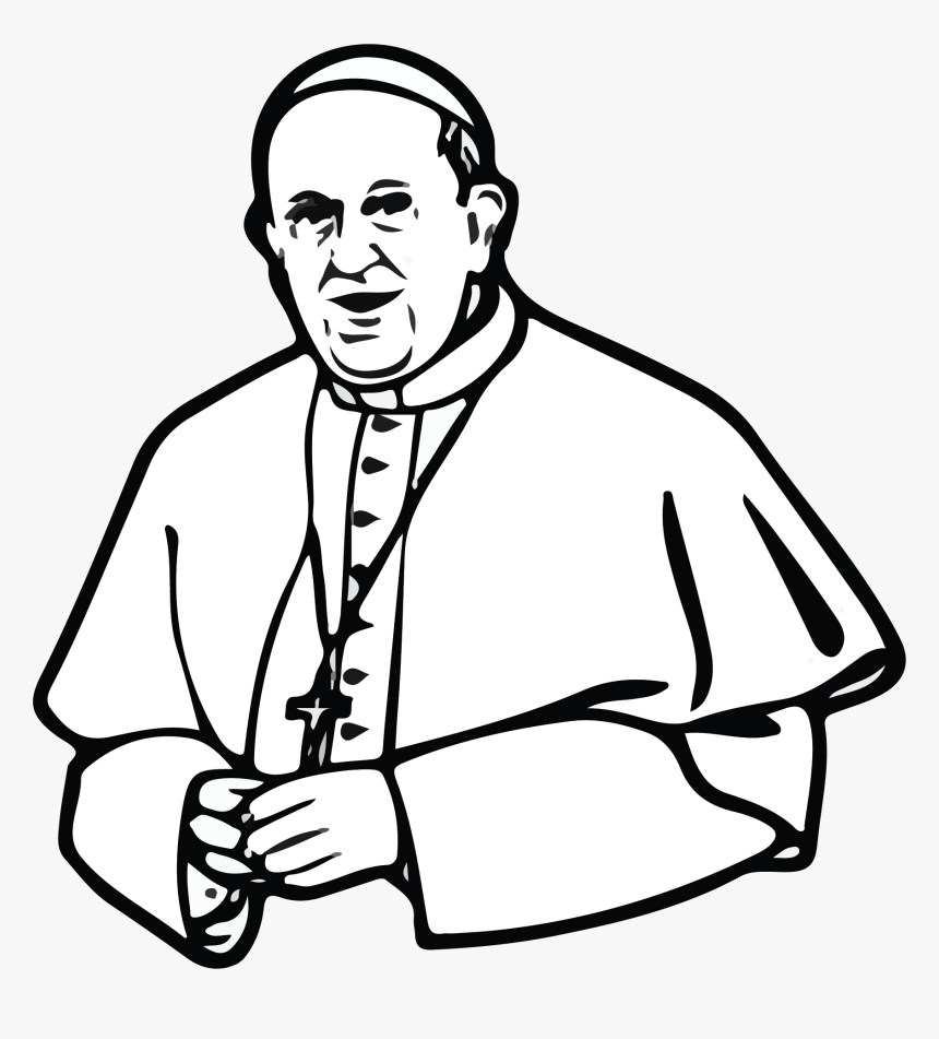 Easy Pope Francis Drawing - Pope Francis Line Drawing, HD Png Download, Free Download