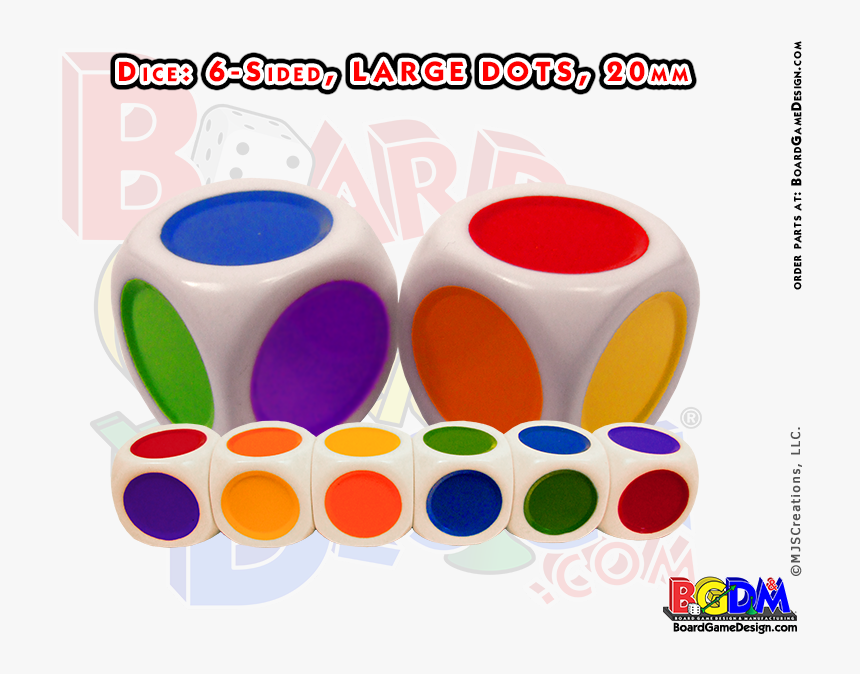 6 Sided Colored Dots Large, D6 - Dice, HD Png Download, Free Download