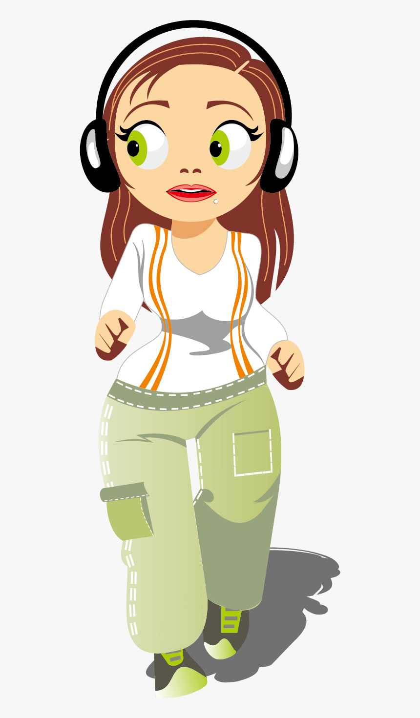 Cartoon Girl Vector Material Jogging - Cartoon, HD Png Download, Free Download