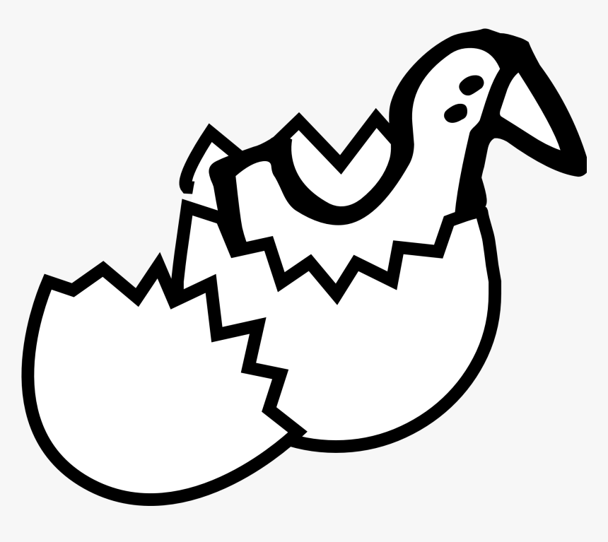 Chick From Egg Black White Line Easter 999px - Cracked Egg Clip Art, HD Png Download, Free Download