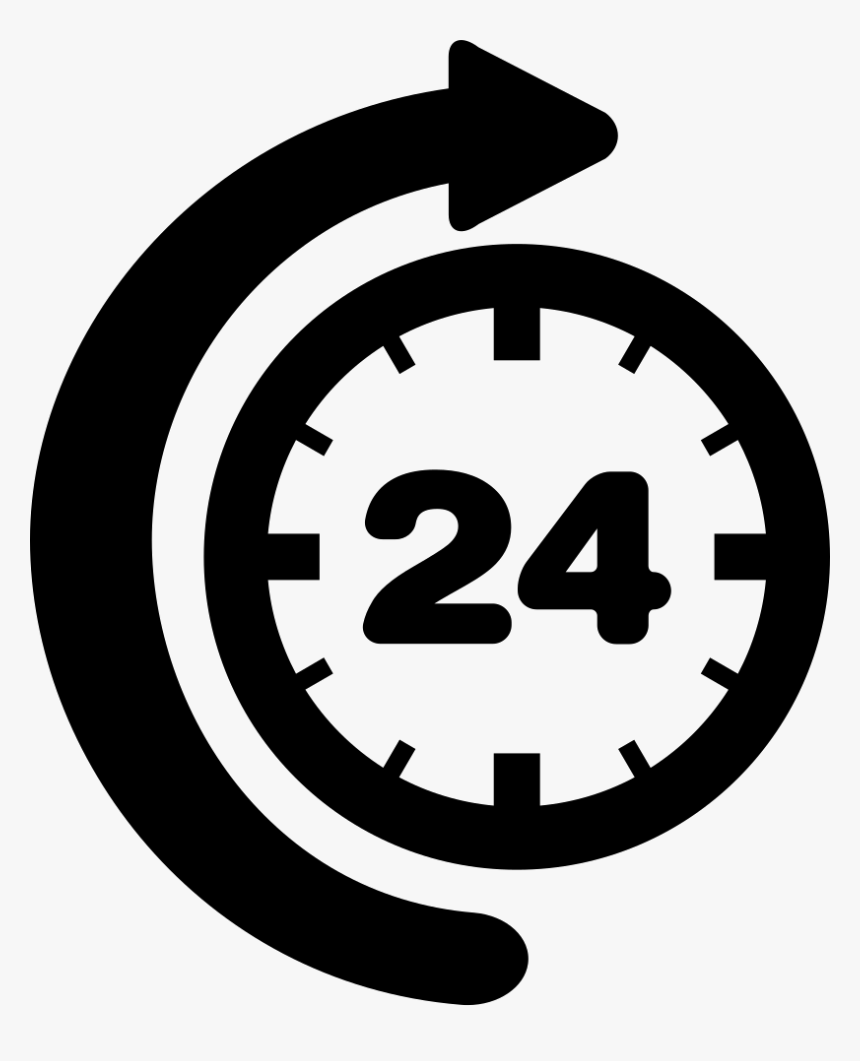 24 Hour Time With Curve Arrow - Clock Icon Png, Transparent Png, Free Download