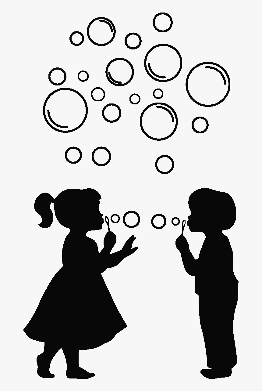 Banner Transparent Library Little Girl Blowing Bubbles - Blowing Bubbles Clipart Black And White, HD Png Download, Free Download