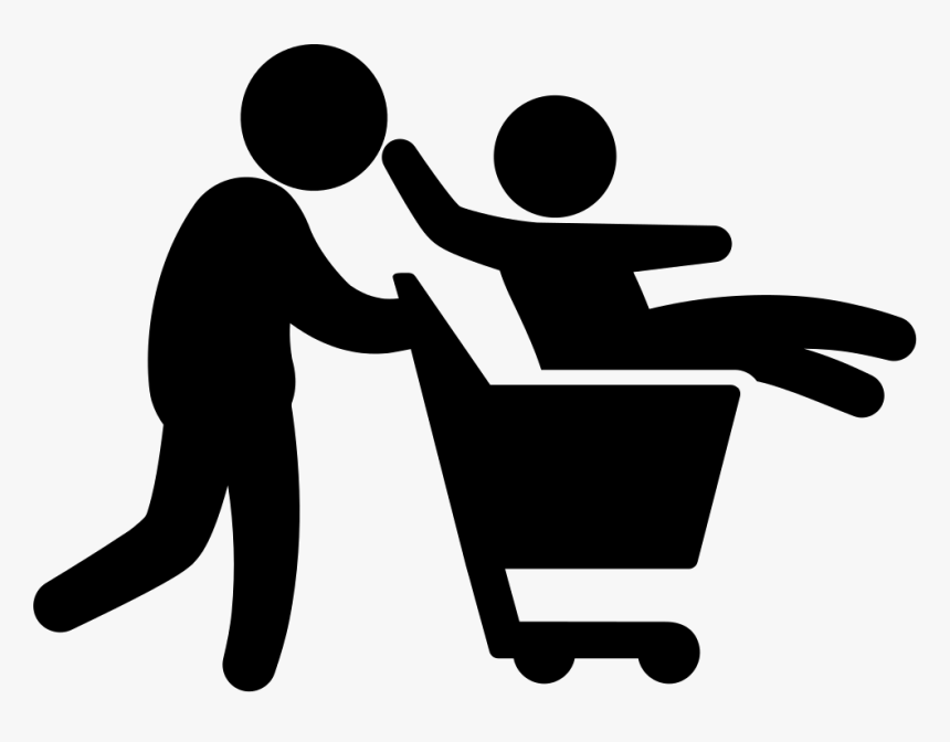 Father With Son On Shopping Cart - Shopping Black Family Png, Transparent Png, Free Download