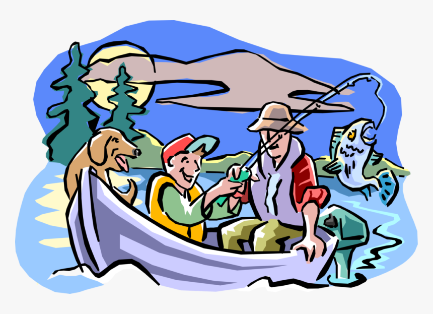 Vector Illustration Of Father And Son Bonding On Fishing, HD Png Download, Free Download