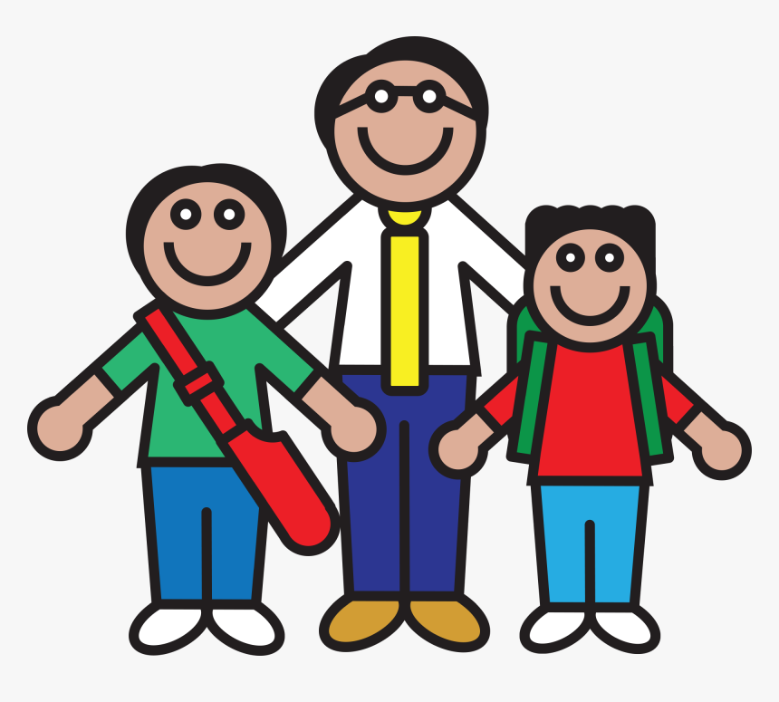 Clip Art Father Son Clip Art - Father And Two Sons Clipart, HD Png Download, Free Download