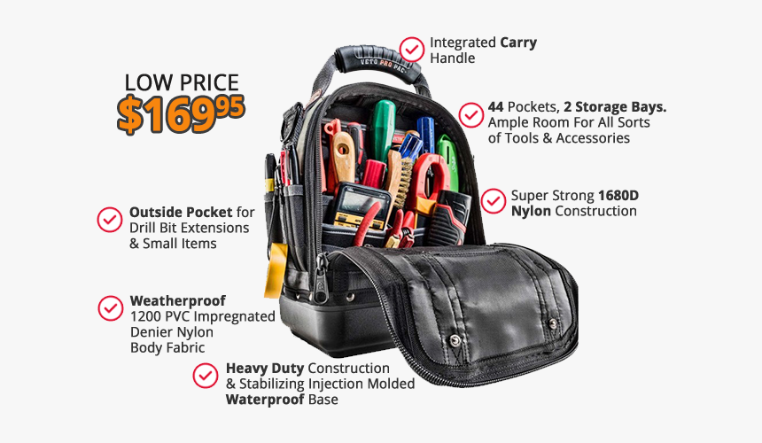 Veto Pro Pac Tech-mct 44 Pocket Tool Bag - Veto Tech Mct, HD Png Download, Free Download