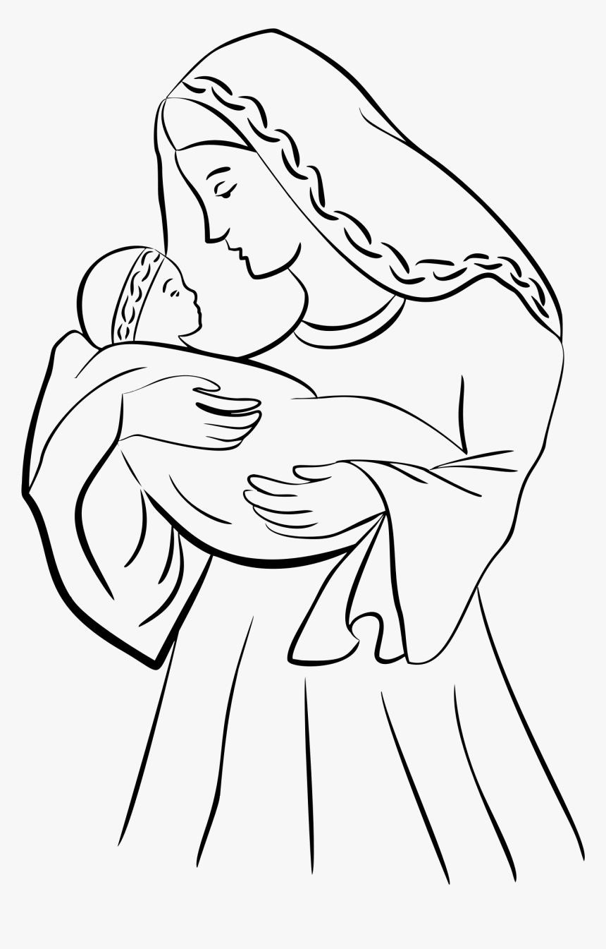 Jesus Clipart African American - Mother Mary And Baby Jesus Drawings, HD Png Download, Free Download