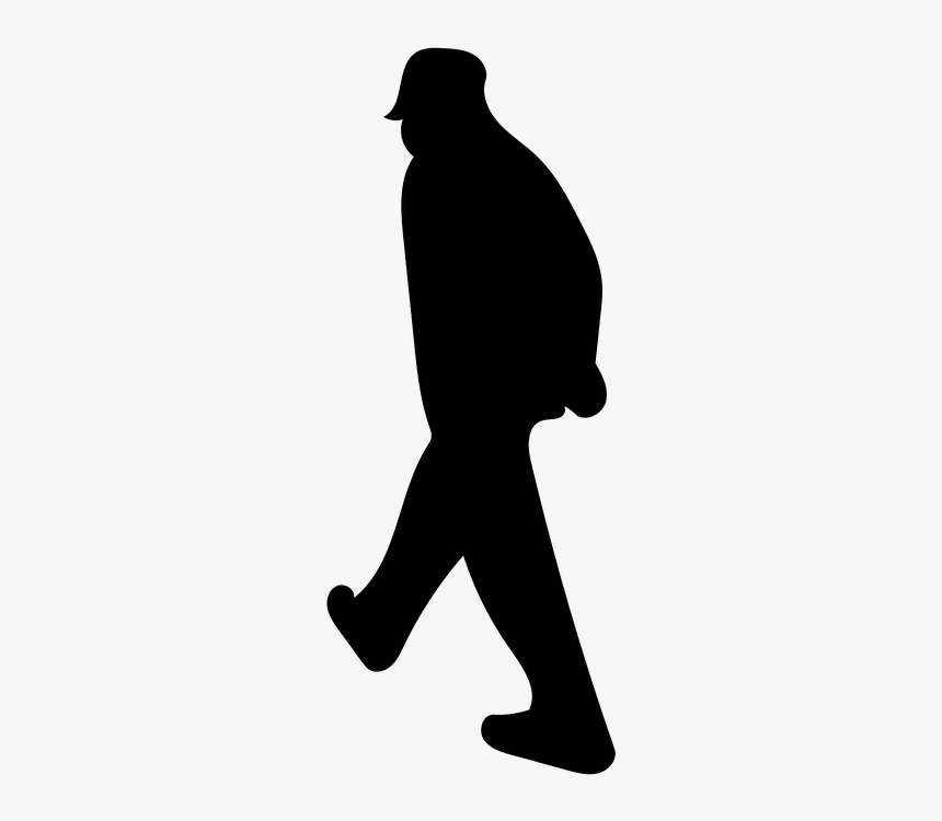 Man, Walking, Hat, Old, Thinking, Blue, Red, Isolated - Elderly Walking Silhouette Png, Transparent Png, Free Download