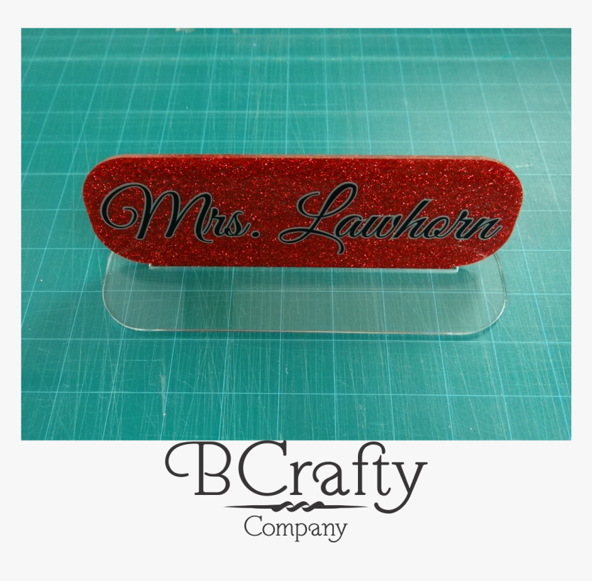 Acrylic Blank Desk Name Plate Red Glitter - Calligraphy, HD Png Download, Free Download