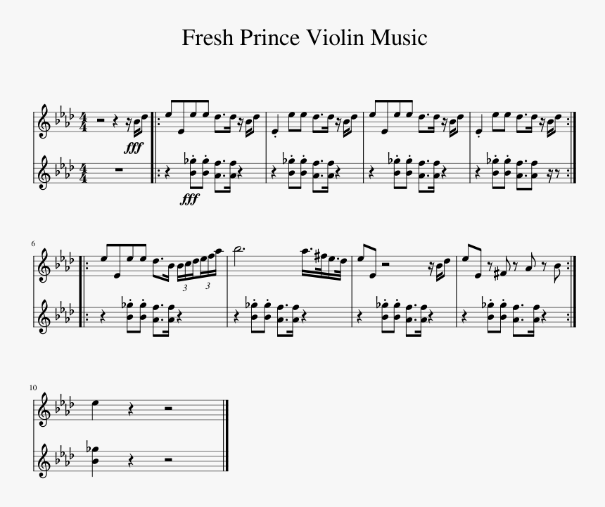 Fresh Prince Violin Music Sheet Music For Piano Download - Kass Theme Accordion Sheet Music, HD Png Download, Free Download